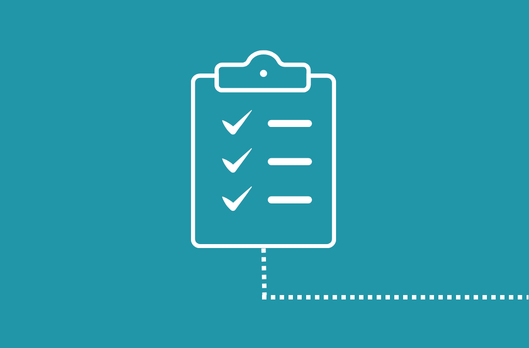 A graphic showing a clipboard with ticks